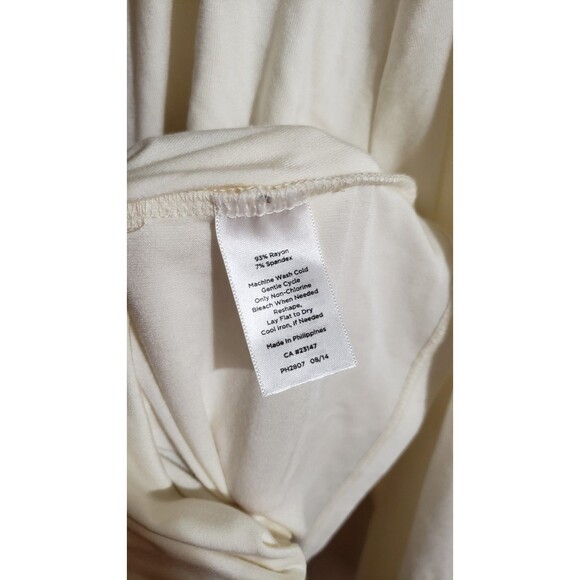 Talbots Women's XL Cream White Faux Wrap Ruched Front Stretchy Elevated Basic - Picture 4 of 8